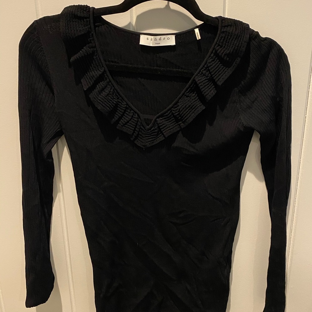 sandro black ribbed sweater